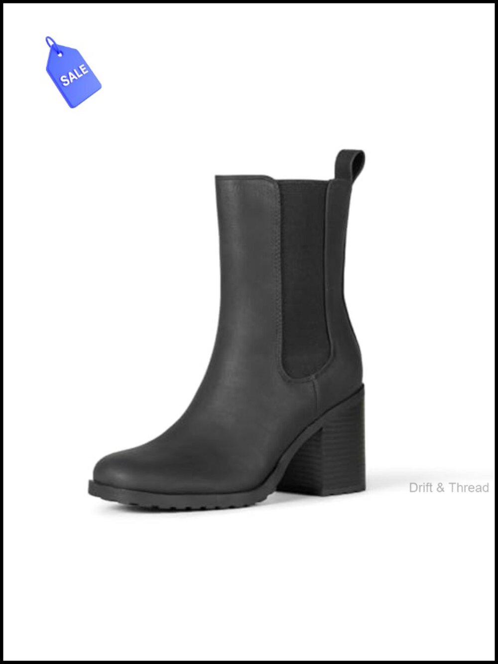 Women's Mid-Calf Heeled Chelsea Boots, Faux Nubuck Leather, Slip On, Lug Sole